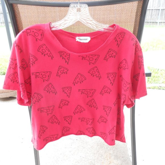 French Pastry Pizza Motif Cropped Tee - Picture 1 of 3